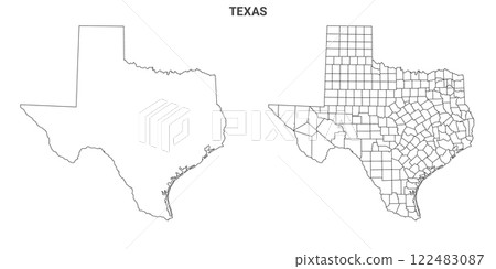 Texas outline and solid map set - illustration version Texas outline and solid map set - illustration version 122483087