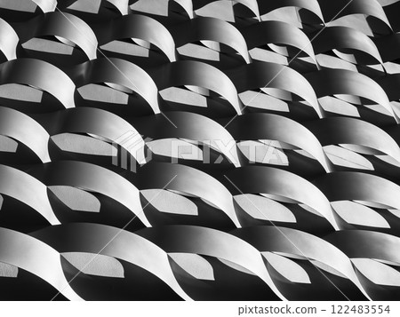 Metal Facade curve pattern shade shadow Art wall Architecture details Metal Facade curve pattern shade shadow Art wall Architecture details 122483554