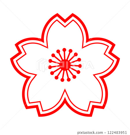 Cherry blossom stamp Japanese style material Cherry blossom stamp Japanese style material 122483951