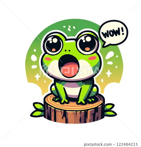 一隻帶著驚訝表情的可愛青蛙的插圖 一隻帶著驚訝表情的可愛青蛙的插圖 122484213