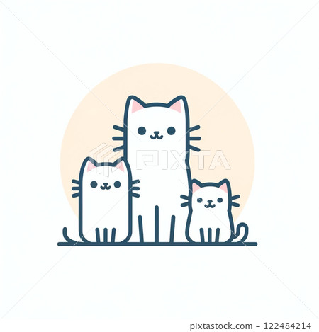 簡單的貓父母和孩子插圖 122484214