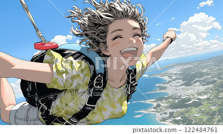 年輕女子跳傘 122484761