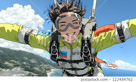 年輕女子跳傘 122484762