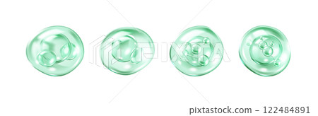 Collagen molecules bouncing inside bubbles realistic icons 122484891