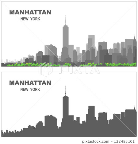 Vector illustration silhouette of Manhattan, New York City, USA 122485101