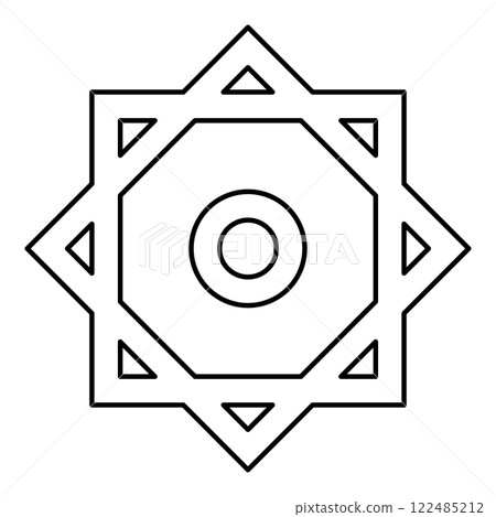 Symbol Rub el Hizb Islam Ramadan equilibrium of static dynamic Sacred geometry contour outline line icon black color vector illustration image thin flat style Symbol Rub el Hizb Islam Ramadan equilibrium of static dynamic Sacred geometry contour outline line icon black color vector illustration image thin flat style 122485212