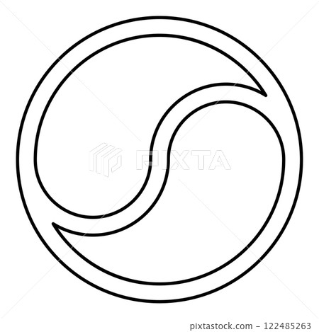 Yin Yang Taoism symbol harmony equilibrium concept contour outline line icon black color vector illustration image thin flat style 122485263