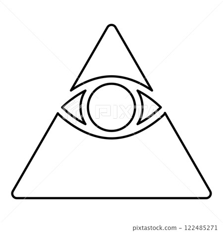 Kao Give all seeing eye in pyramid inside triangle Illuminati symbol Masonic contour outline line icon black color vector illustration image thin flat style Kao Give all seeing eye in pyramid inside triangle Illuminati symbol Masonic contour outline line icon black color vector illustration image thin flat style 122485271