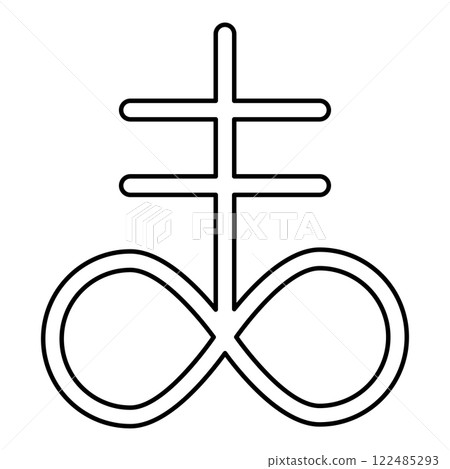 Satanic Cross Theistic satanism symbol contour outline line icon black color vector illustration image thin flat style 122485293