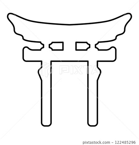 Torri gate symbol Shinto Japanese Arch Asian Toria travel concept contour outline line icon black color vector illustration image thin flat style Torri gate symbol Shinto Japanese Arch Asian Toria travel concept contour outline line icon black color vector illustration image thin flat style 122485296