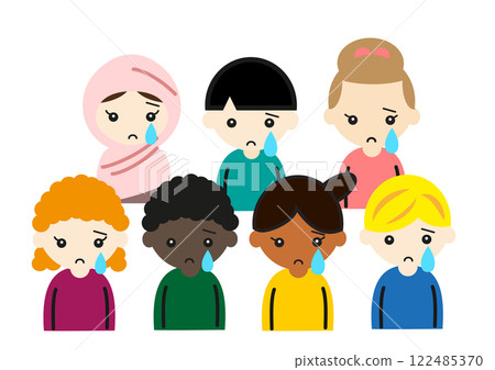 Crying children of different races Crying children of different races 122485370