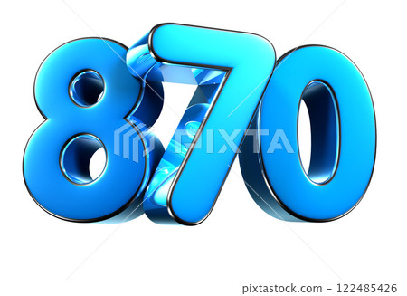 Blue number 870 3d illustration. 122485426