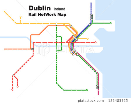 Layered editable vector illustration of Rail Network Map of Dublin,Ireland Layered editable vector illustration of Rail Network Map of Dublin,Ireland 122485525