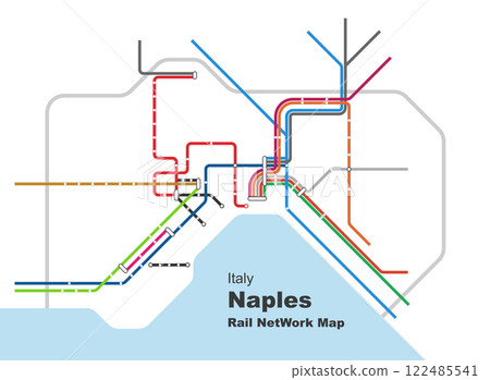 Layered editable vector illustration of Rail Network Map of Naples,Italy 122485541