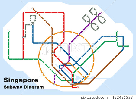 Layered editable vector illustration of the subway diagram of Singapore. 122485558