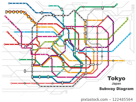 Layered editable vector illustration of the subway diagram of Tokyo,Japan. 122485564
