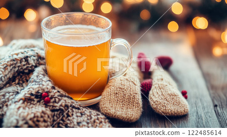 Cozy Hot Toddy with Winter Knitwear 122485614