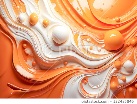 Abstract image material of colorful paint Orange and white 122485846
