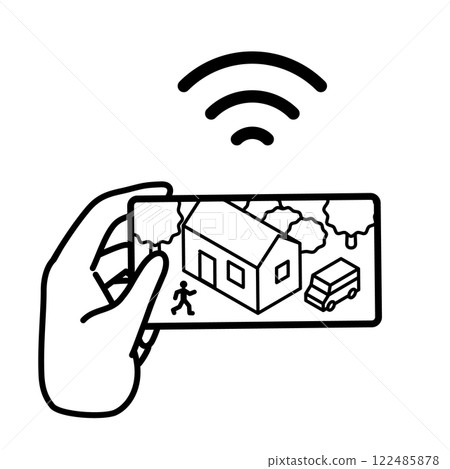 Illustration of a person checking the video of an intruder on a smartphone. Security cameras, CCTV, network Illustration of a person checking the video of an intruder on a smartphone. Security cameras, CCTV, network 122485878