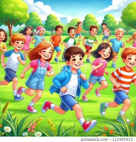 Many children are playing 122485915
