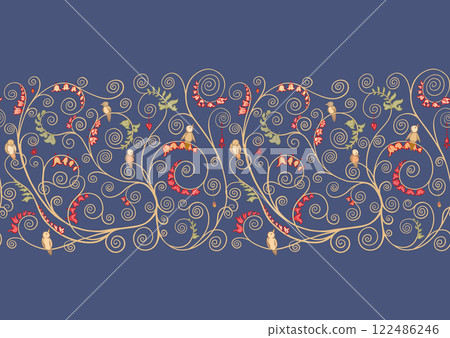 Tree branches with birds, inspired by Gustav Klimt's tree of life 122486246