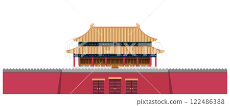 Layered editable vector illustration of traditional royal palace in China. 122486388