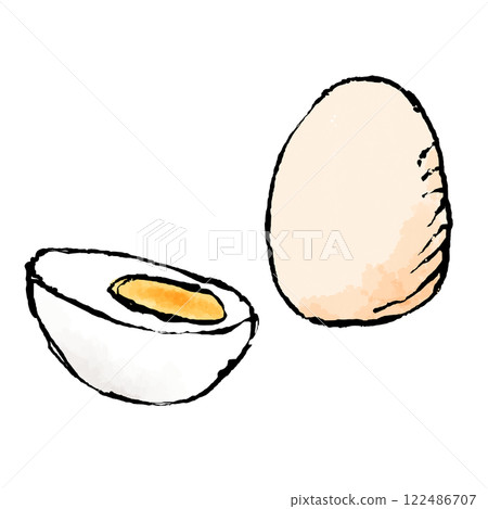 Illustration of a boiled red egg 122486707