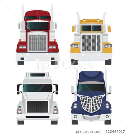 Layered editable vector illustration collection the front of trucks. 122486917