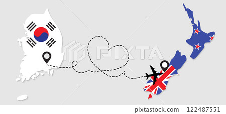 Airplane travel from South Korea to New Zealand 122487551
