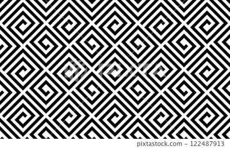 Abstract geometric pattern. A seamless vector background. White and black ornament. Graphic modern pattern. Simple lattice graphic design. 122487913