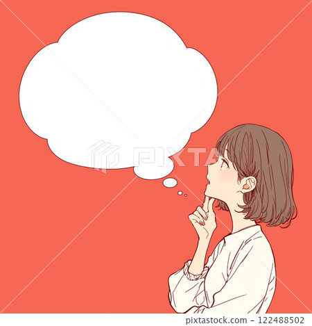 [Speech bubble] Thinking woman and speech bubble 122488502