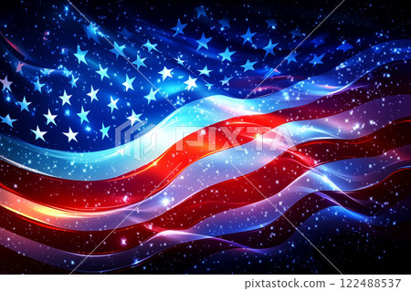 Banner-postcard with a fragment of the American flag 122488537