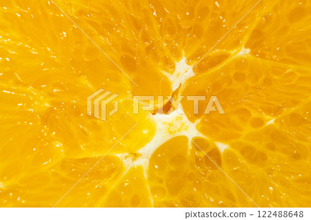 Macro Texture Of Ripe Fresh Orange Fruit Pulp. 122488648