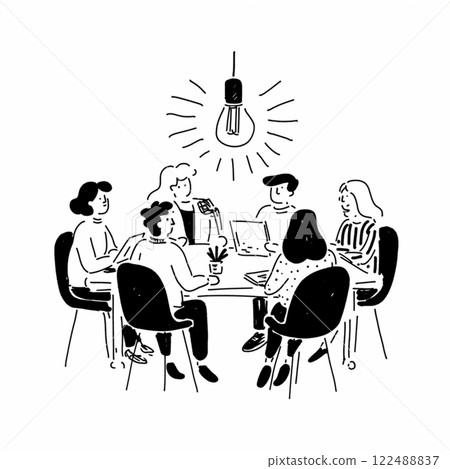 一張簡單的黑白會議插圖 122488837