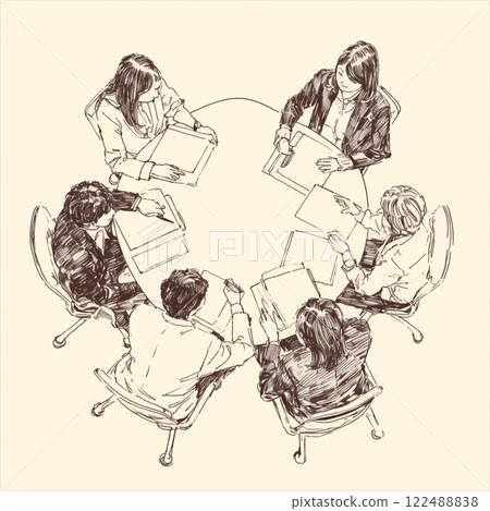 一張簡單的黑白會議插圖 122488838