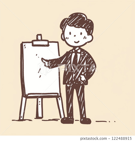 Simple illustration of a businessman and a whiteboard 122488915