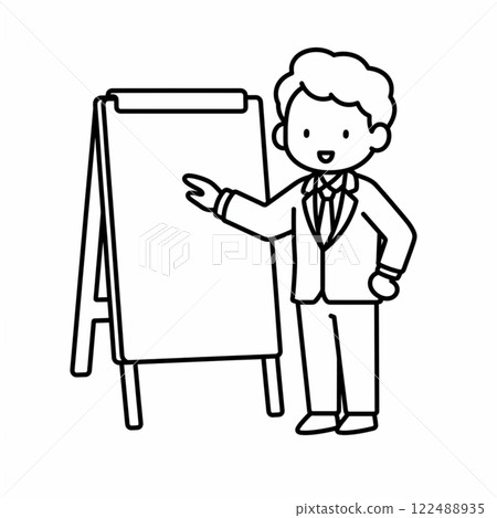 Simple illustration of a businessman and a whiteboard 122488935
