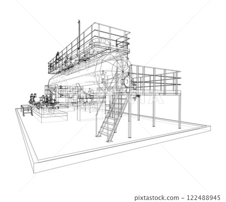 Industrial tank with valves. Vector rendered of 3d 122488945