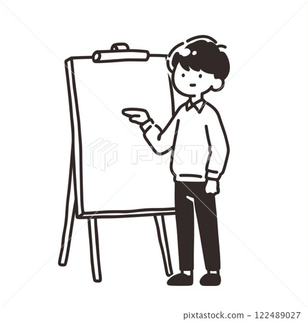 商人和白板的簡單圖示 122489027