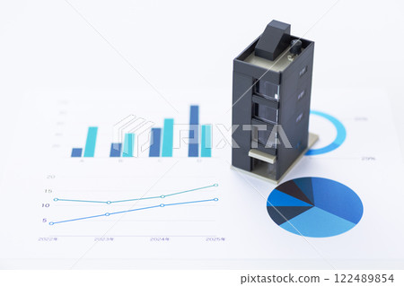 Blue graph and company building Blue graph and company building 122489854