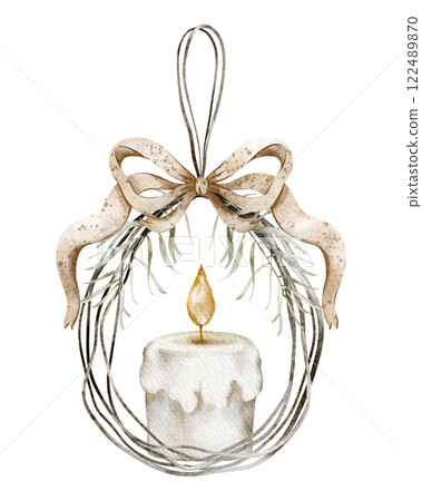 Watercolor candle Easter illustration decoration hanging garland 122489870