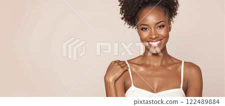 Portraits of smiling Black women with natural hairstyles, showcasing confidence and beauty Portraits of smiling Black women with natural hairstyles, showcasing confidence and beauty 122489884