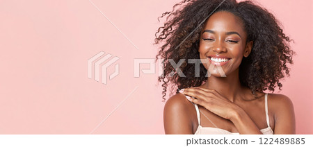 Portraits of smiling Black women with natural hairstyles, showcasing confidence and beauty Portraits of smiling Black women with natural hairstyles, showcasing confidence and beauty 122489885