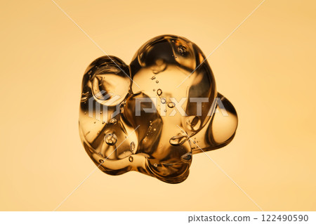 Tasty texture of cosmetic gel on a golden background. 122490590