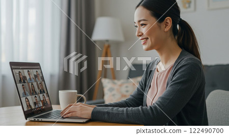 Woman doing telework at home 122490700