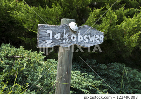 Sign, signpost of  Way of St. James 122490898