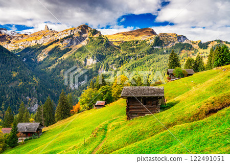 Lauterbrunnen, Switzerland valley from Wengen 122491051