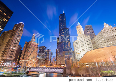 Chicago, Illinois, USA Cityscape at Blue Hour 122491088