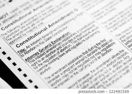 Selective focus on Constitutional Amendment G for abortion  122491589
