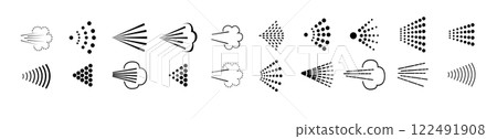 Spray icons set. Spray steam icons. cleaning deodorant sprayed line. Vector 122491908